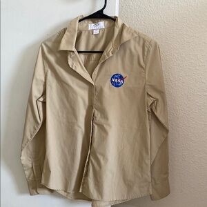 Tan NASA Logo button down shirt